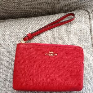 Coach Corner Zip Wristlet Red